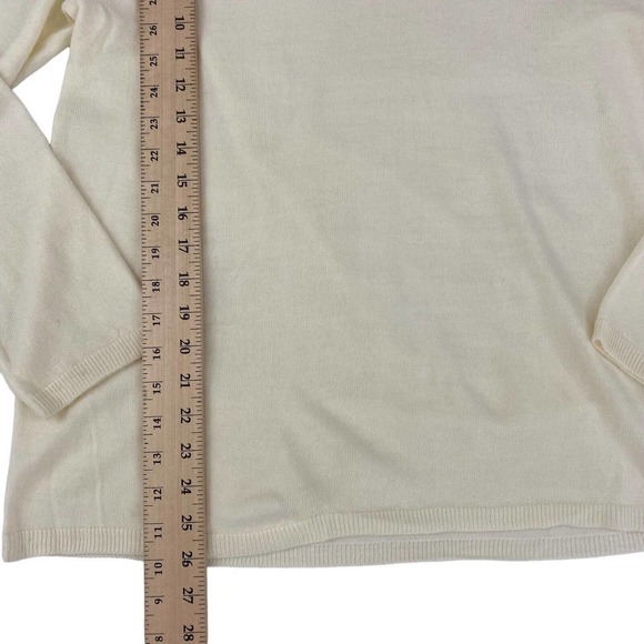 Women's Off White Sweater XL Vintage Blair Boutique Cottagecore Ruffle V- Neck - Picture 8 of 9